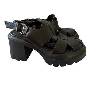 Killstar Black Chunky Heels Sandals Shoes US size 7